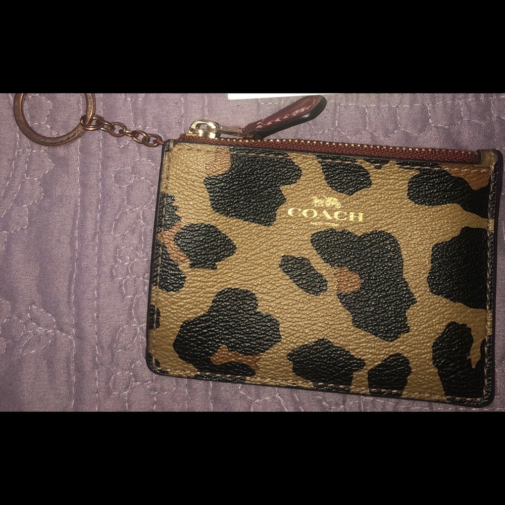 Coach cheetah/leopard print keychain wallet